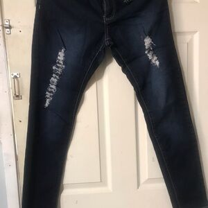 Stylish Distressed Blue Jeans for Women